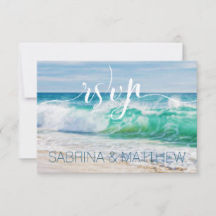 Breaking Waves  Beach Wedding RSVP Invitation