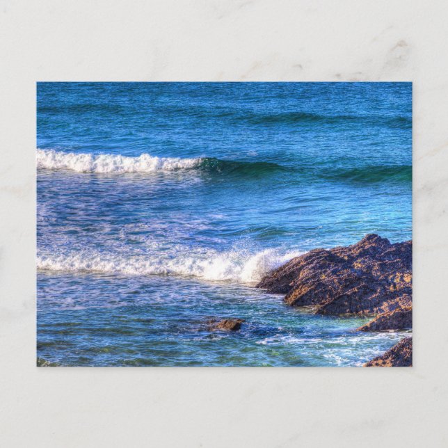 Breaking Waves Cornwall Rocks Postcard (Front)