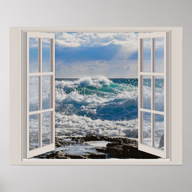 Breaking waves through the Window Poster (Front)