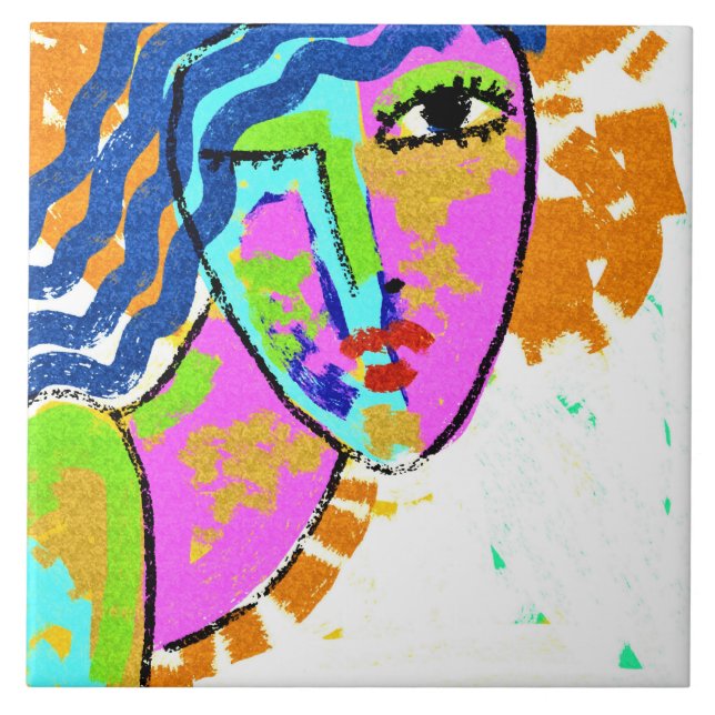 Breakthrough Abstract Portrait of a Woman Tile (Front)