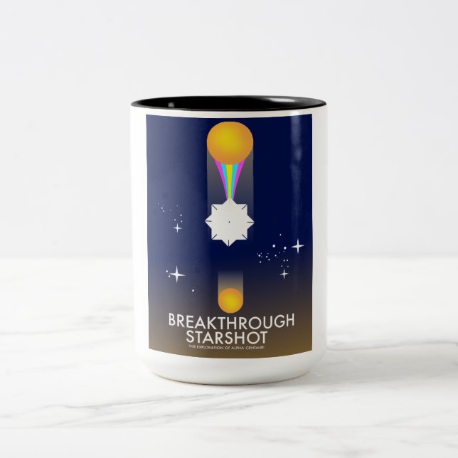 Breakthrough Starshot Retro Space Art Two-Tone Coffee Mug (Center)