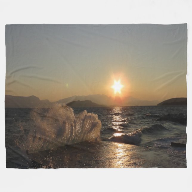 Breakwater in Croatia beautiful sunset      Fleece Blanket (Front (Horizontal))