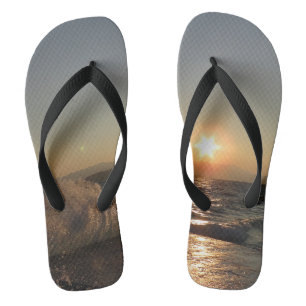 Breakwater in Croatia beautiful sunset   Flip Flops