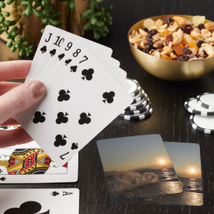 Breakwater in Croatia beautiful sunset Playing Cards