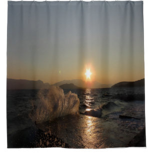 Breakwater in Croatia beautiful sunset Shower Cur Shower Curtain
