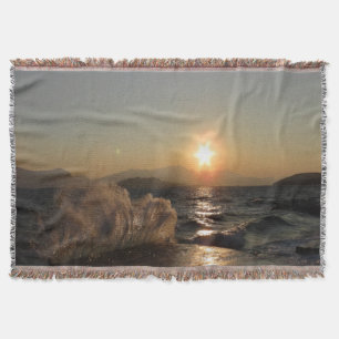Breakwater in Croatia beautiful sunset Throw Blanket