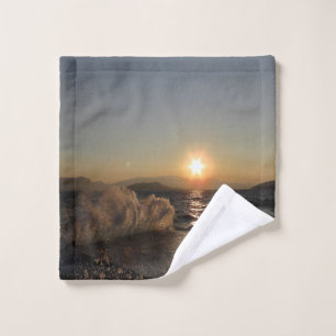 Breakwater in Croatia beautiful sunset Wash Cloth