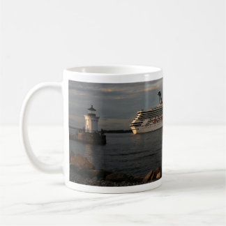 Breakwater Light - Cruise Ship leaving the harbour Coffee Mug
