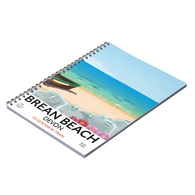 Brean Beach Devon vintage travel poster Notebook (Left Side)