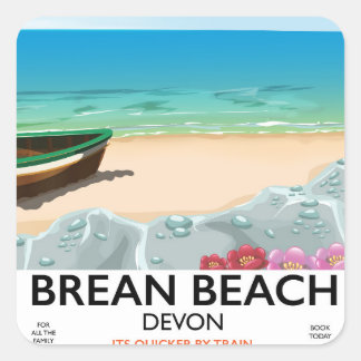 Brean Beach Devon vintage travel poster Square Sticker