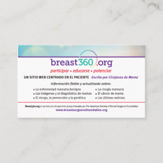 Breast360.org patient education cards - eng/sp