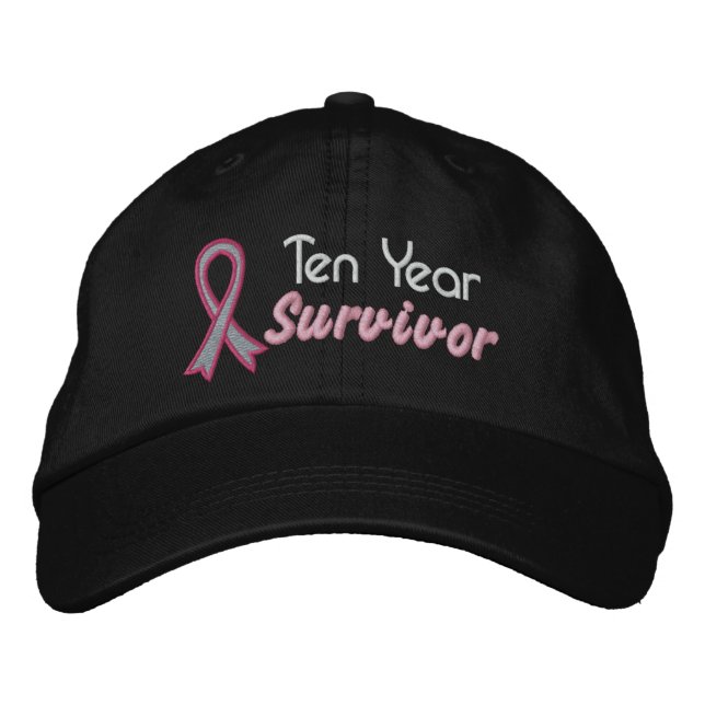 Breast Cancer 10 Year Survivor Embroidered Hat (Front)
