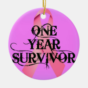 Breast Cancer 1 Year Survivor Ceramic Tree Decoration