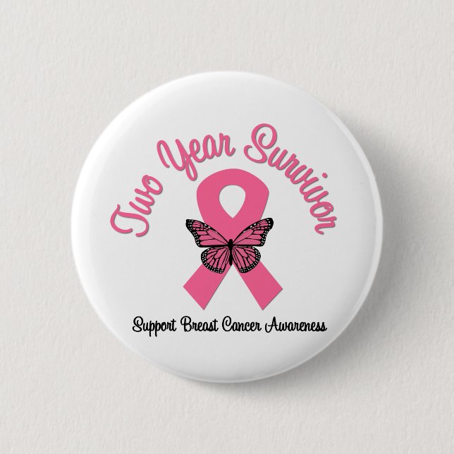 Breast Cancer 2 Year Survivor 6 Cm Round Badge (Front)