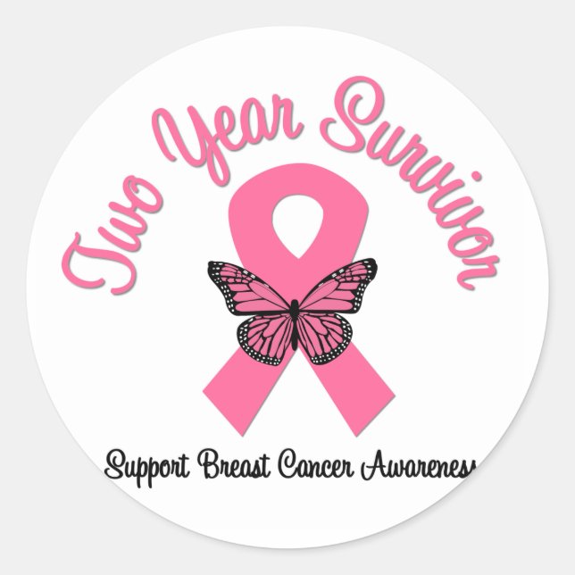 Breast Cancer 2 Year Survivor Classic Round Sticker (Front)