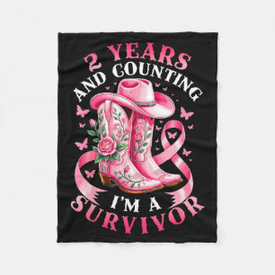 Breast Cancer 2 Years Survivor Nk Ribbon Cowgirl G Fleece Blanket