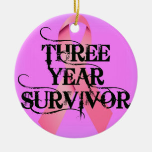 Breast Cancer 3 Year Survivor Ceramic Tree Decoration
