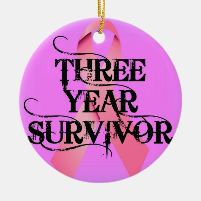 Breast Cancer 3 Year Survivor Ceramic Tree Decoration (Front)