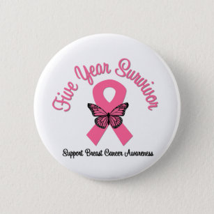 Breast Cancer 5 Year Survivor 6 Cm Round Badge