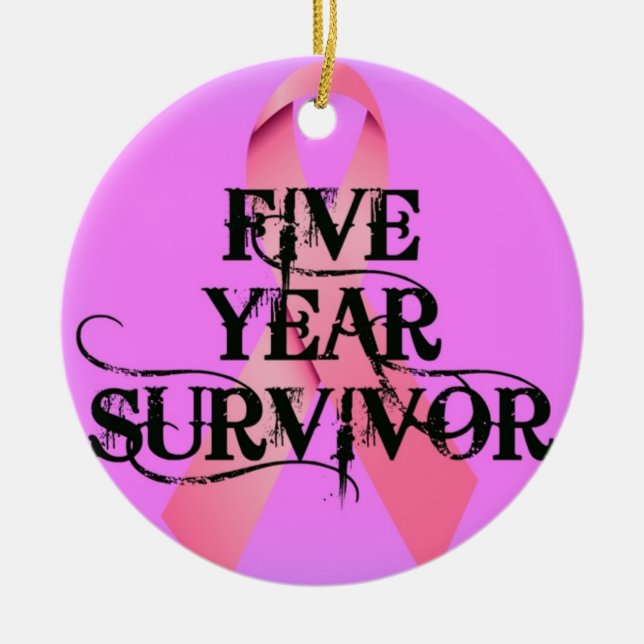 Breast Cancer 5 Year Survivor Ceramic Tree Decoration (Front)