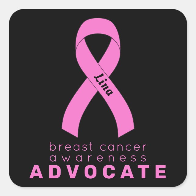Breast Cancer Advocate Black Square Sticker (Front)