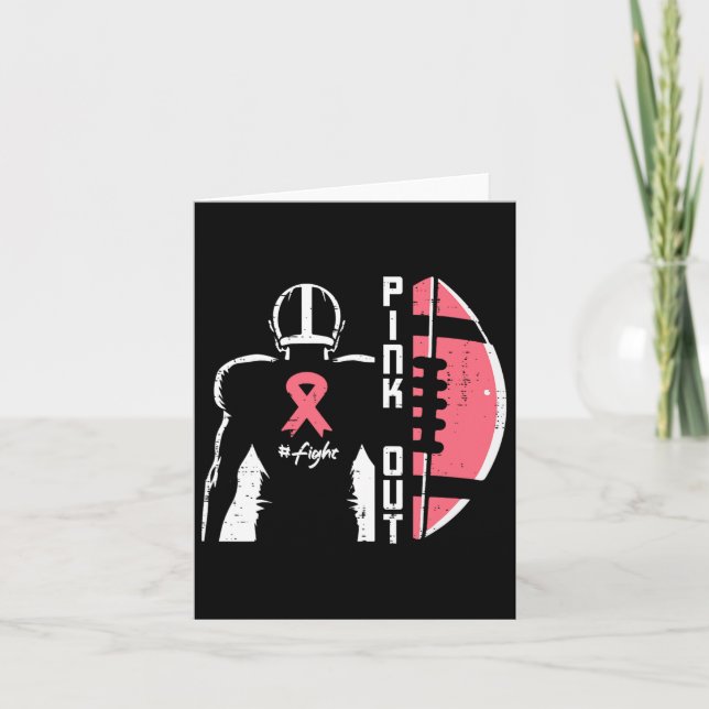 Breast Cancer American Footbyll Pink Out Awareness Card (Front)