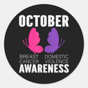 Breast Cancer And Domestic Violence Awareness Classic Round Sticker
