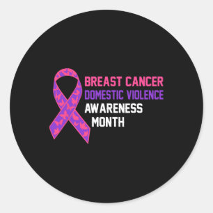 Breast Cancer And Domestic Violence Awareness Mont Classic Round Sticker