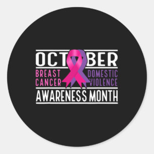 Breast Cancer And Domestic Violence Awareness Mont Classic Round Sticker