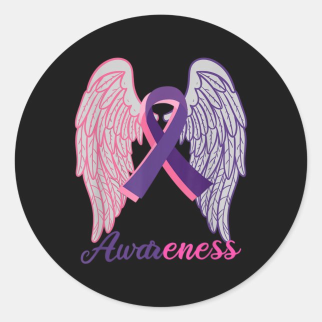 Breast Cancer and Domestic Violence Awareness Surv Classic Round Sticker (Front)