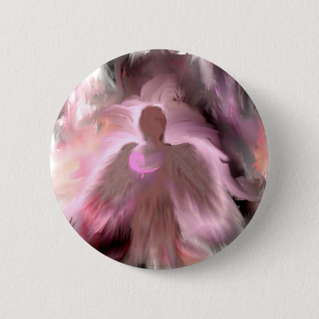 Breast Cancer Angel 6 Cm Round Badge (Front)