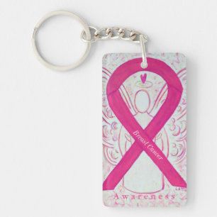 Breast Cancer Angel Awareness Ribbon Keychain