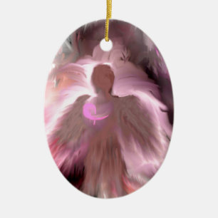 Breast Cancer Angel Ceramic Tree Decoration