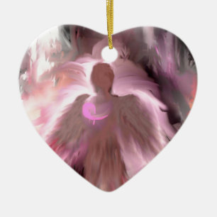 Breast Cancer Angel Ceramic Tree Decoration