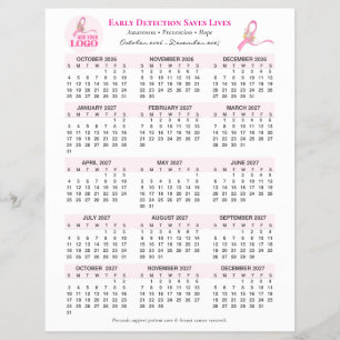 Breast Cancer Awareness 15-Month 2027 Calendar Flyer