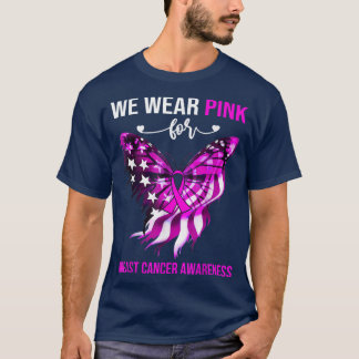 Breast Cancer Awareness 4th July Pink Butterfly  T-Shirt