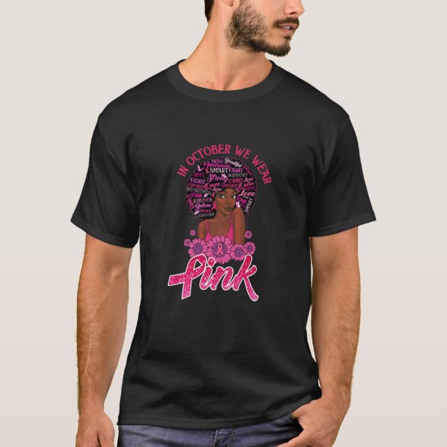 Breast Cancer Awareness African American Black Wom T-Shirt (Front)