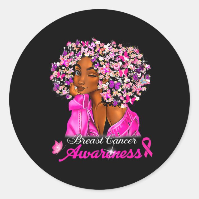 Breast Cancer Awareness African American Women Mel Classic Round Sticker (Front)