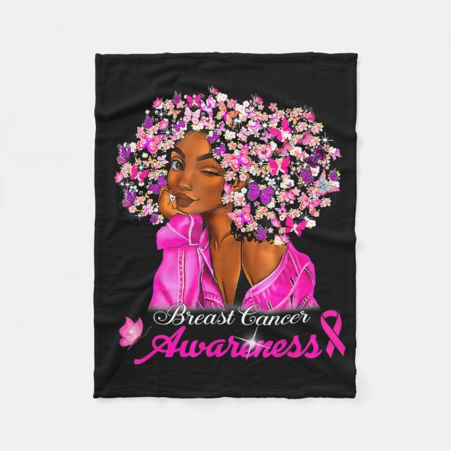 Breast Cancer Awareness African American Women Mel Fleece Blanket (Front)