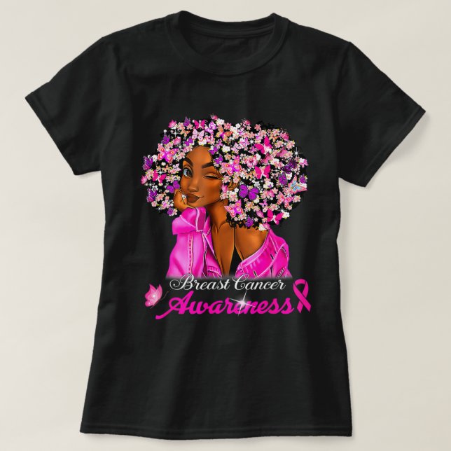Breast Cancer Awareness African American Women Mel T-Shirt (Design Front)