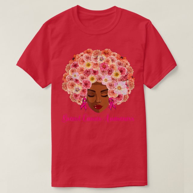 Breast Cancer Awareness , African Women Floral Hai T-Shirt (Design Front)