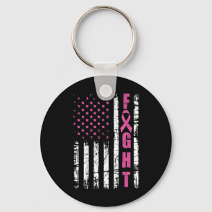 Breast Cancer Awareness American Flag Fight Pink R Key Ring