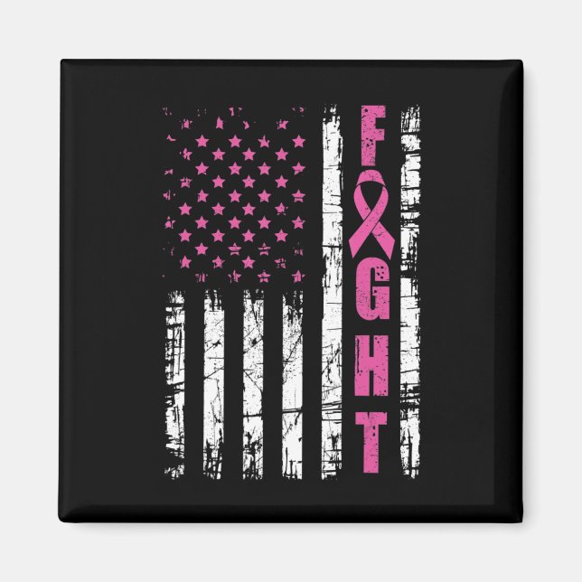 Breast Cancer Awareness American Flag Fight Pink R Magnet (Front)