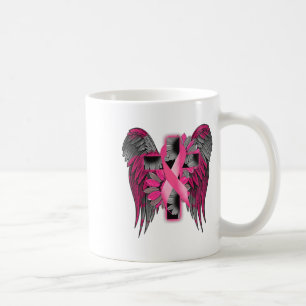 Breast Cancer Awareness Angel Wing Flower Cross Pi Coffee Mug