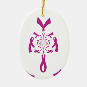 Breast Cancer Awareness Art Print Ceramic Tree Decoration