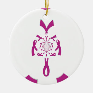 Breast Cancer Awareness Art Print Ceramic Tree Decoration