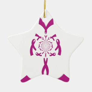 Breast Cancer Awareness Art Print Ceramic Tree Decoration