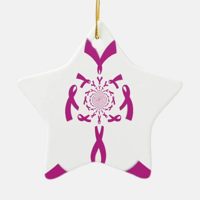 Breast Cancer Awareness Art Print Ceramic Tree Decoration (Front)