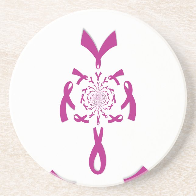 Breast Cancer Awareness Art Print Coaster (Front)
