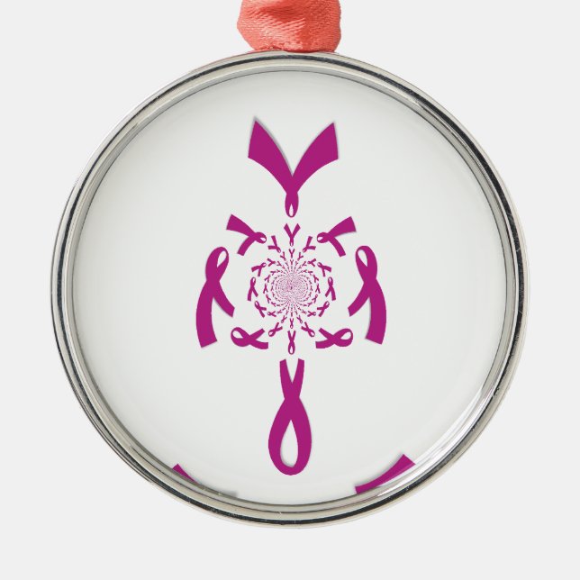 Breast Cancer Awareness Art Print Metal Tree Decoration (Front)